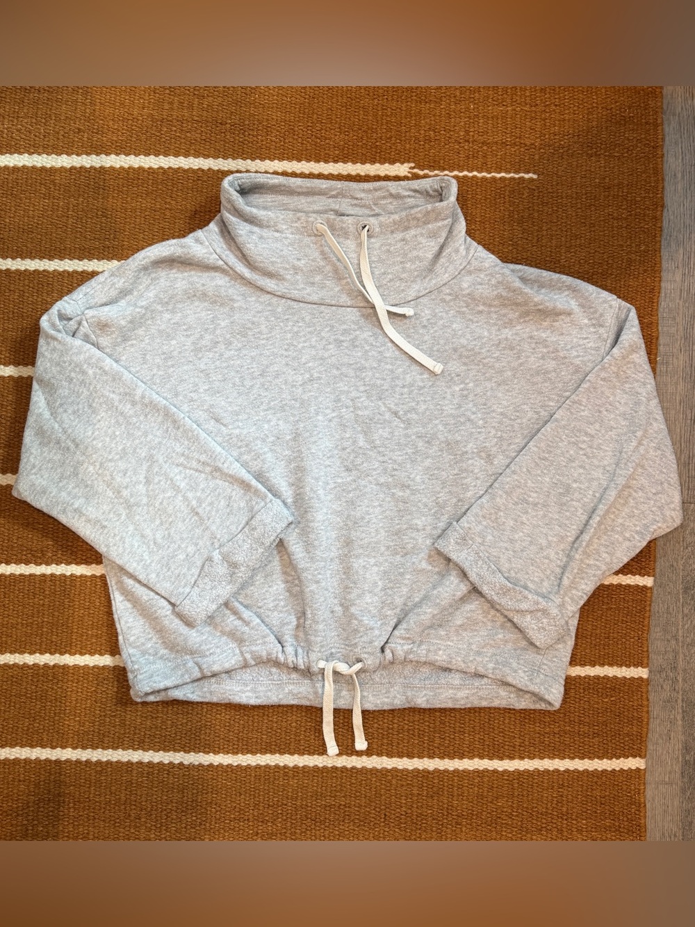 Alternative Apparel Heather Gray Cropped Mockneck Sweatshirt Large Medium